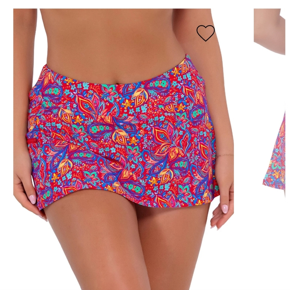 NWOT Sunsets Sz 16 Colorful Paisley Rue Swim Skirt